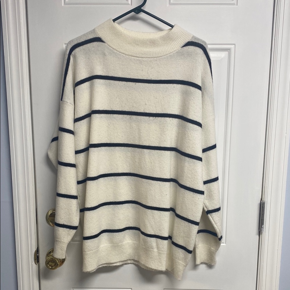a new day White and Black Cowl Neck Sweater
